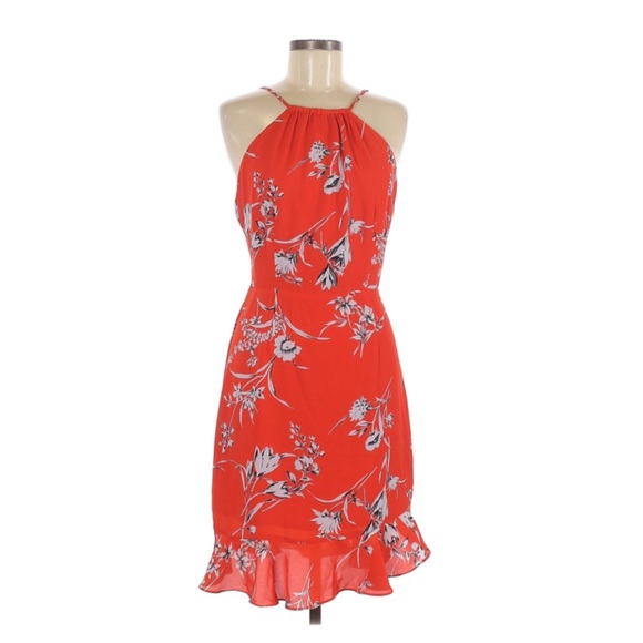 Sugar Lips Red Floral Halter Dress M - Picture 1 of 11